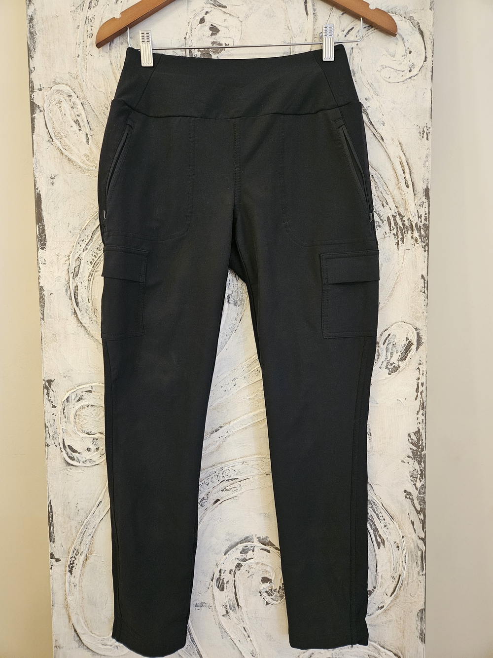 Avalanche Black Cargo Track Pants with High Waist